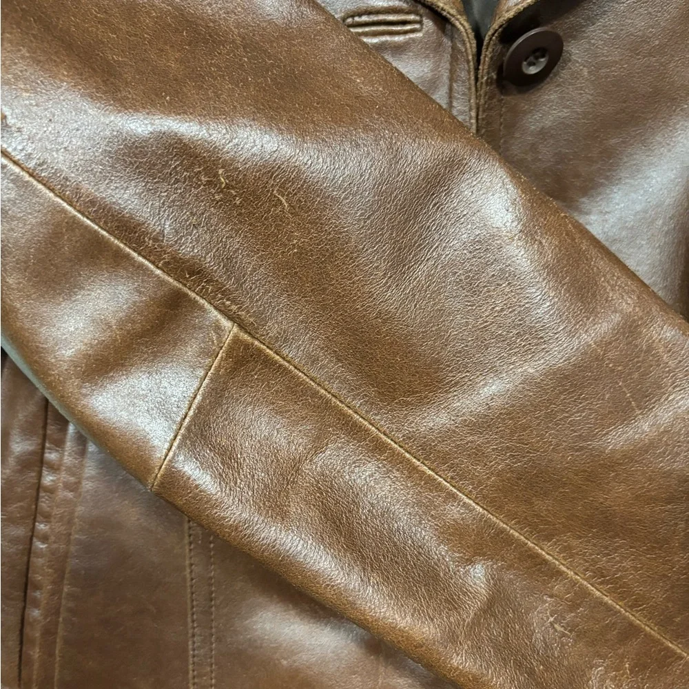Wilson Classic Brown Leather Button-Front Jacket Size Small